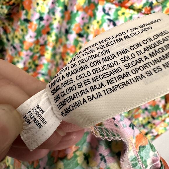 Wild Fable Green Satin Floral Plunge Midi Slip Dress Lace Trim Boho Y2K Size XL - Picture 8 of 14